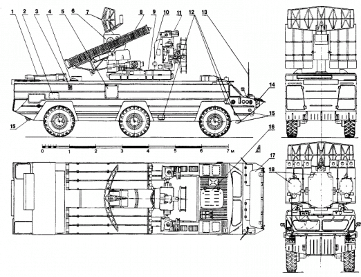 Схема боевой машины 9А33БМ3 Оса-АКМ